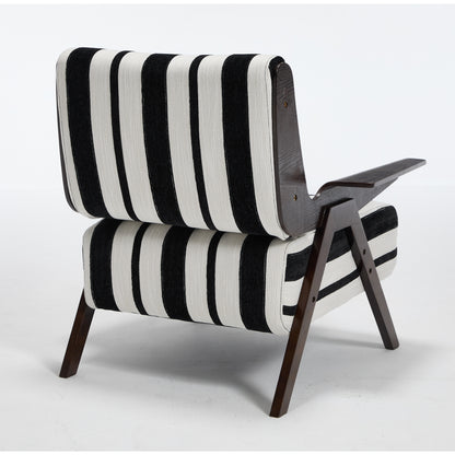 Modern armchair Widened armrests on both sides Solid wood legs Comfortable to sit on, casual reading chair, living room, bedroom, office Black and white stripes(One Pack) image 8