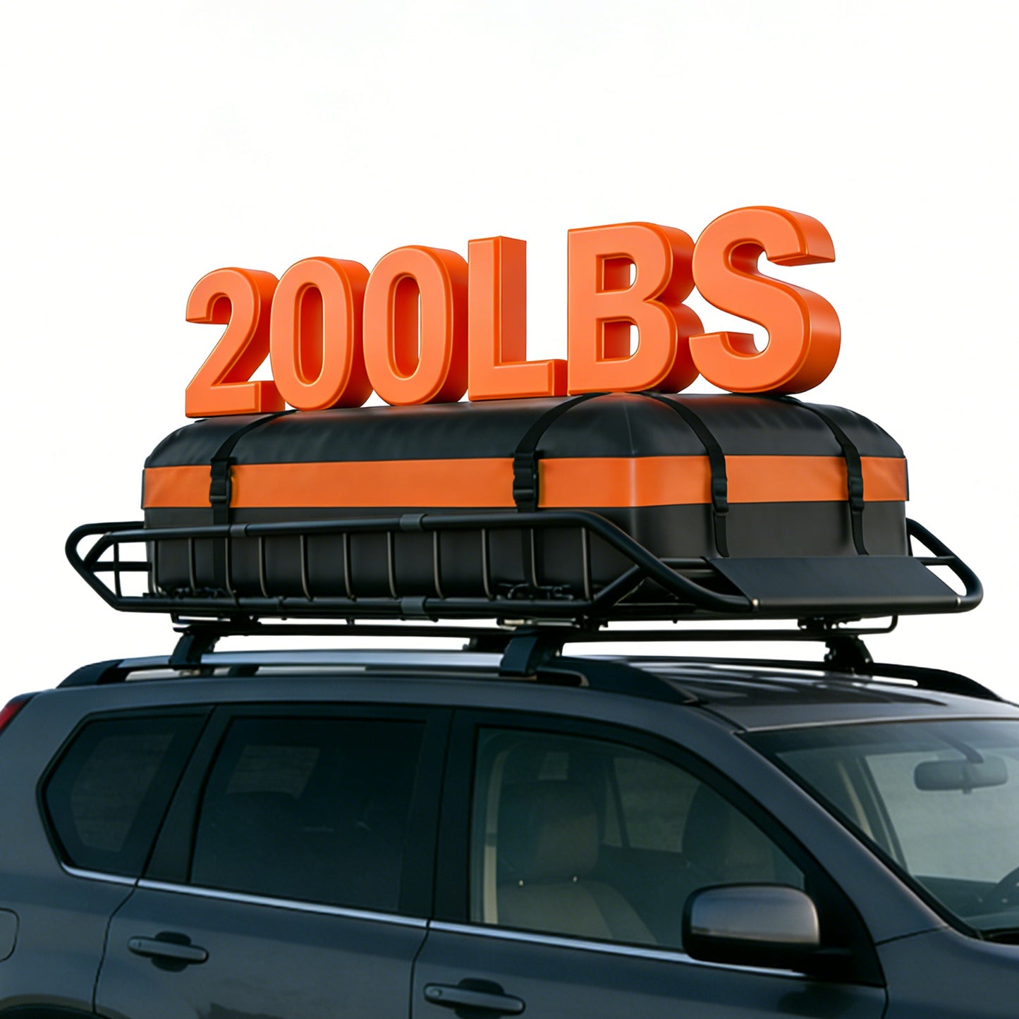 Roof Rack Cargo Basket 50"(L) x 36"(W) x 5.1"(H) Extendable Universal Rooftop Luggage Carrier for Truck Cars SUV with Waterproof Cargo Bag, Cargo Net, Ratchet Straps & Outdoor Combination Lock image 8