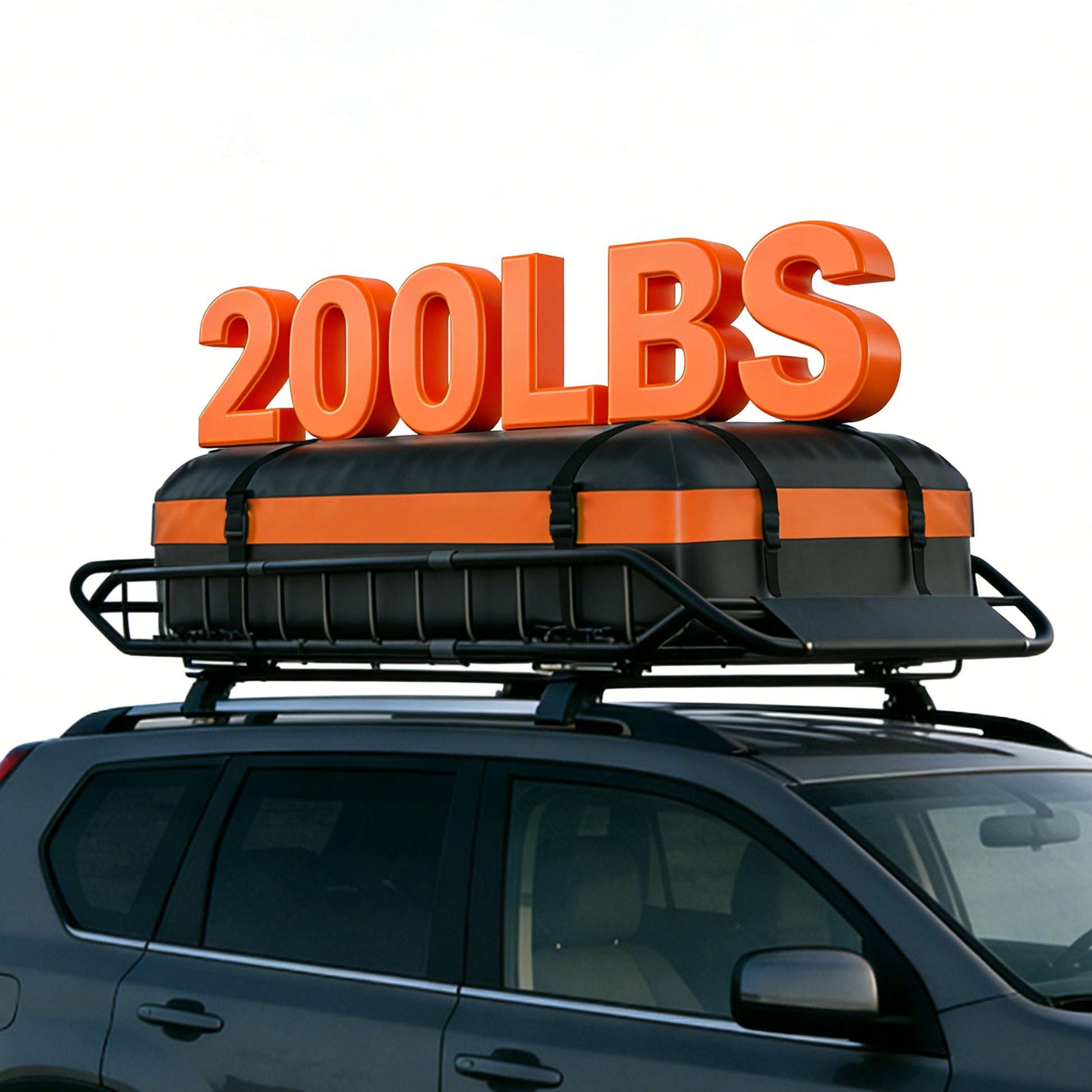 Roof Rack Cargo Basket 50"(L) x 36"(W) x 5.1"(H) Extendable Universal Rooftop Luggage Carrier for Truck Cars SUV with Waterproof Cargo Bag, Cargo Net, Ratchet Straps & Outdoor Combination Lock image 8