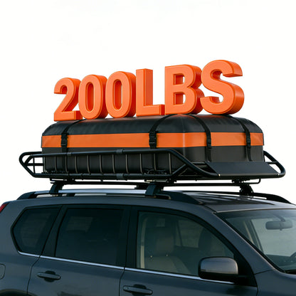 Roof Rack Cargo Basket 50"(L) x 36"(W) x 5.1"(H) Extendable Universal Rooftop Luggage Carrier for Truck Cars SUV with Waterproof Cargo Bag, Cargo Net, Ratchet Straps & Outdoor Combination Lock image 8