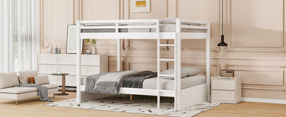 Wood Queen Size Bunk Bed with Ladder, White image 8