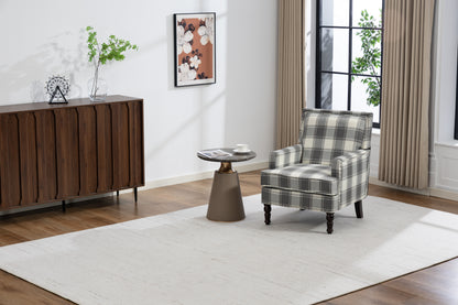 Upholstered Accent Chair, Vintage Armchair with Grey Linen Fabric and Nailhead Trim for Living Room image 7