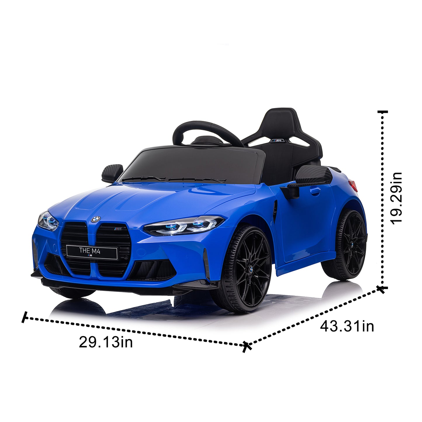 BMW M4 12v Kids ride on toy car 2.4G W/Parents Remote Control,Three speed adjustable,Power display, USB,MP3,Bluetooth,LED light,story,A handle with wheels and a pull, easy to carry image 2