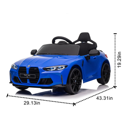 BMW M4 12v Kids ride on toy car 2.4G W/Parents Remote Control,Three speed adjustable,Power display, USB,MP3,Bluetooth,LED light,story,A handle with wheels and a pull, easy to carry image 2