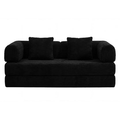 Compression Sofa,Convertible Floor Sofa Bed-with Pillow Back Support Armrest,Comfy Futon Couch Sleeper Bed,Loveseats Boneless Modular Sectional Sofa,Corduroy fabric,for Living Room,Bedroom,Black image 9