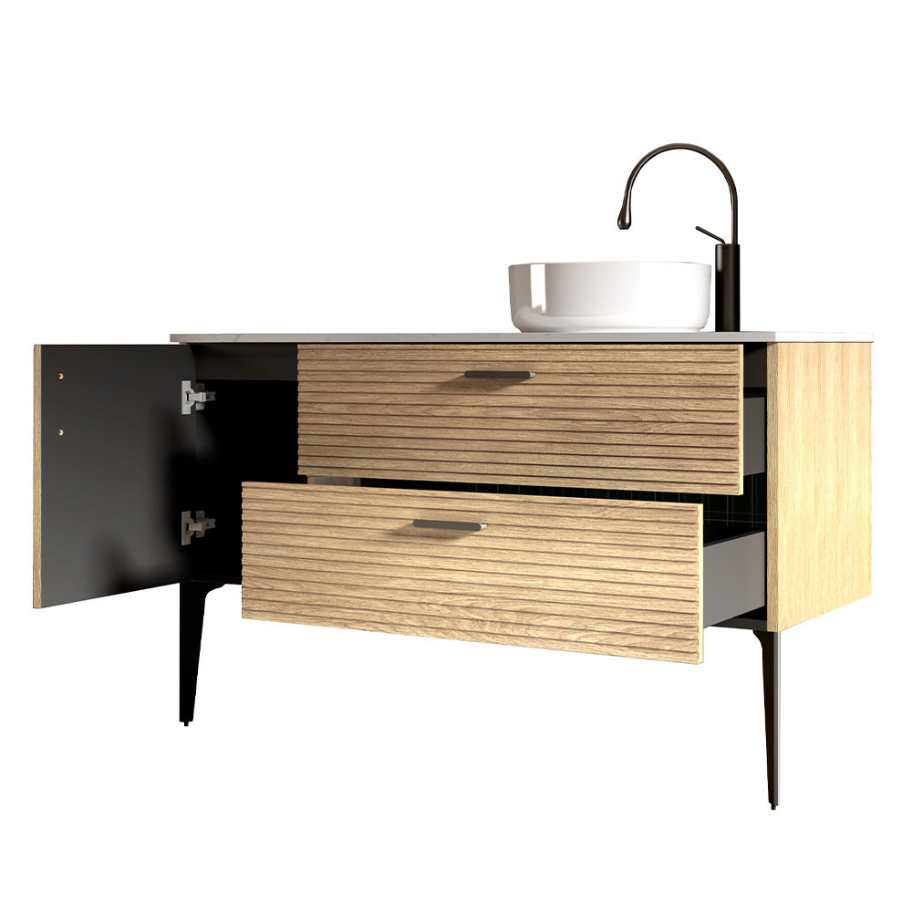 Emilia 48" Striped Natural Oak Bathroom Vanity with Sink, without drainage and faucet, Freestanding Bathroom Cabinet for Modern Bathroom, KD image 11