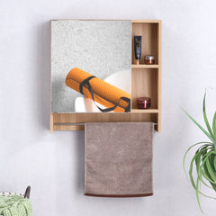 Wall Mounted Bathroom Mirror Cabinet with Shelves & Towel Rack