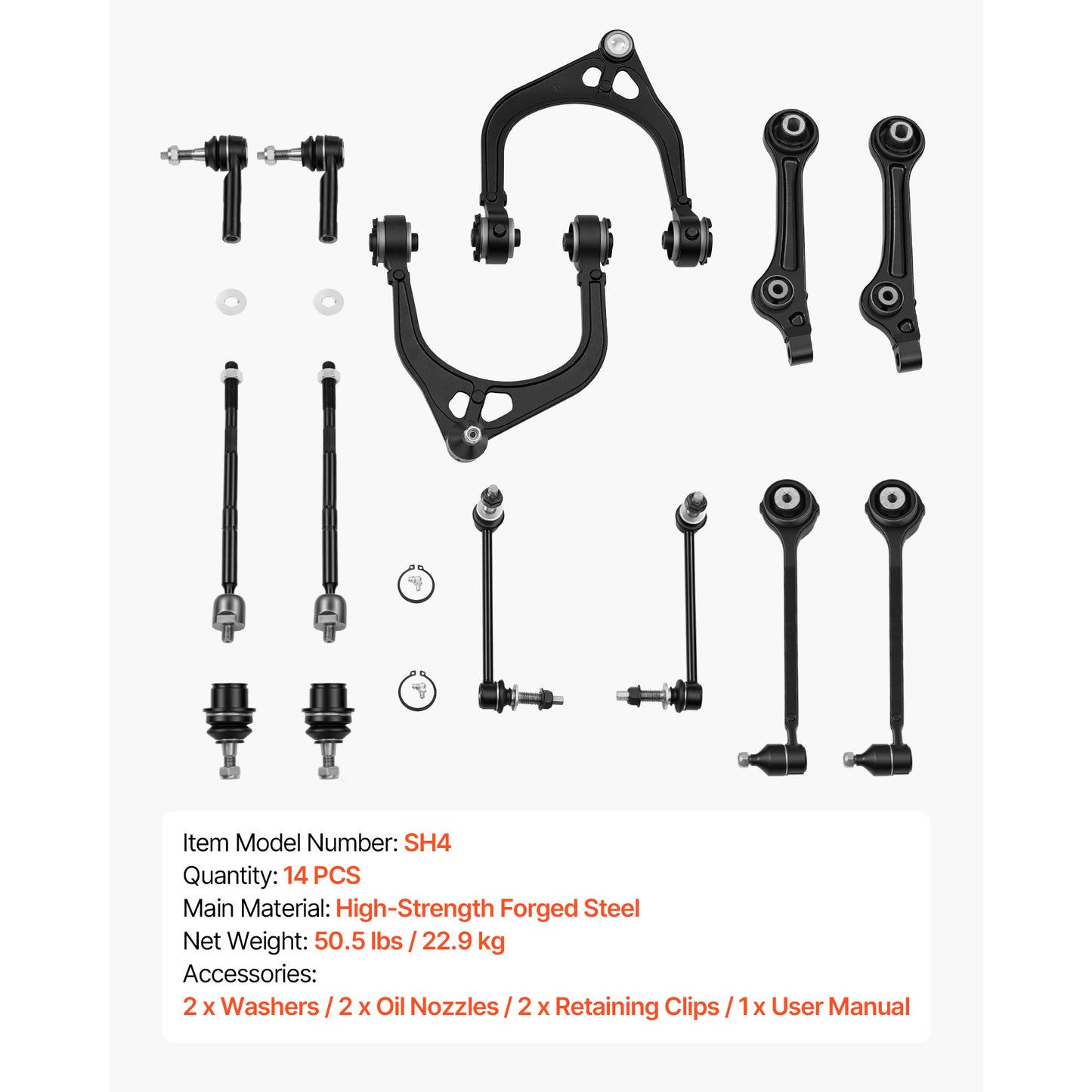 Left Right Front Upper & Lower Control Arms Kit, OEM Suspension Kit Compatible with 2011-2017 Chrysler 300 RWD, 2011-2017 Dodge Challenger RWD, 2011-2014 Dodge Charger RWD (14PCS) image 5