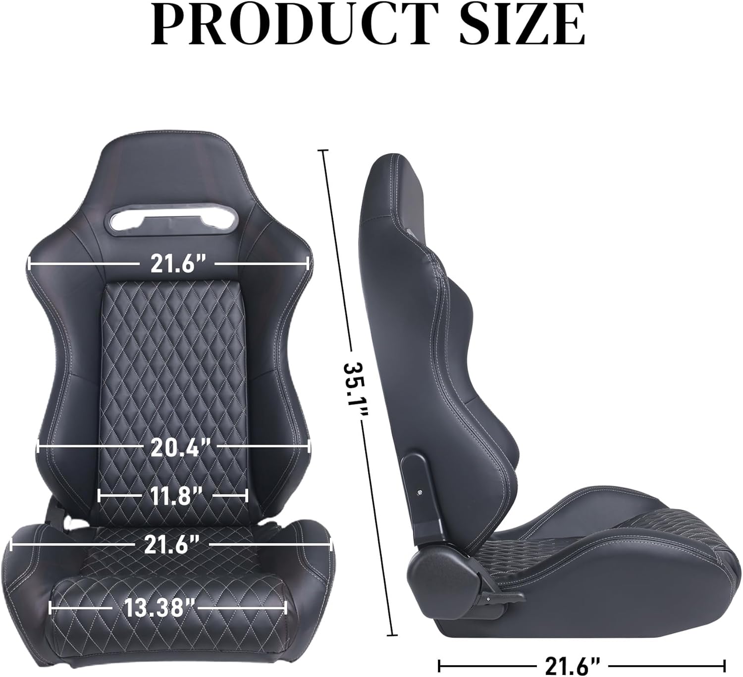 Driver's side 1PC Universal Racing Seats Stitch PVC Leather Reclinable Carbon Look Leather Back With Adjustor Slider(Not Including Seat Bracket) 1 box of 1 pieces image 3
