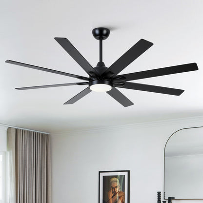 72 In. Indoor Modern Black Ceiling Fans with Integrated LED Lighting with Remote Control image 5