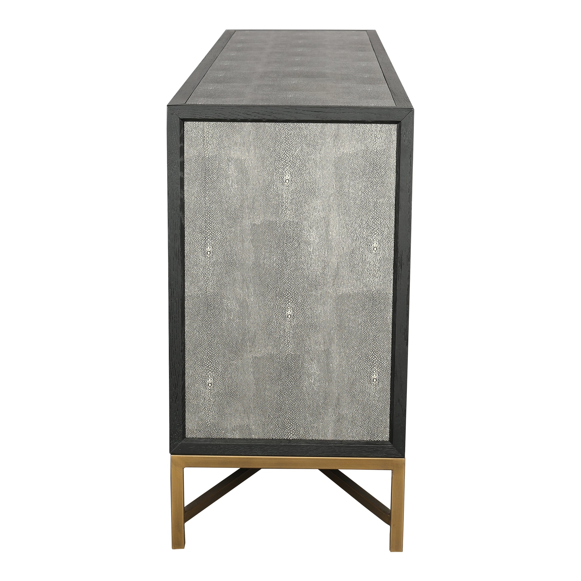 Sideboard, Solid Wood Frame, Vegan Leather, Grey image 5