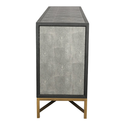 Sideboard, Solid Wood Frame, Vegan Leather, Grey image 5