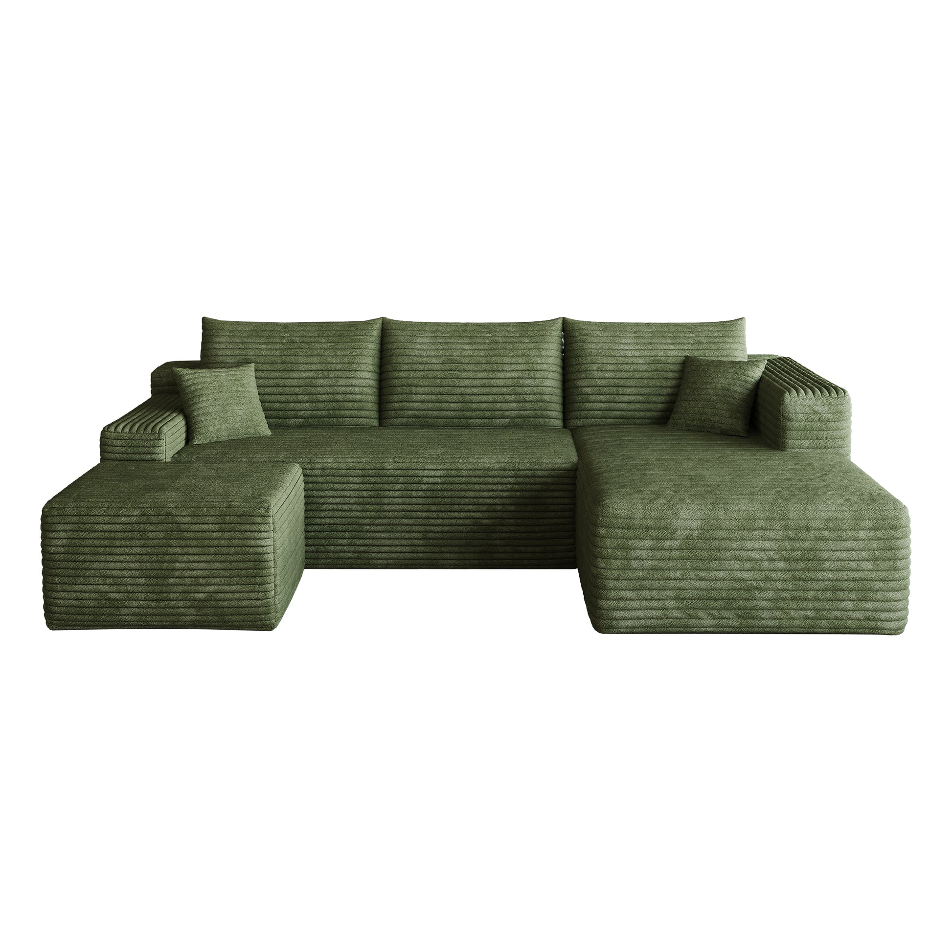95" Cloud Sectional Sofa with 1 Ottoman,Modern Minimalist Upholstered Couches, Comfort U Shaped Sofa for Living Room,Deep Seat Corner Couch,No Assembly Required,Green((Plush Corduroy Fabric) image 12