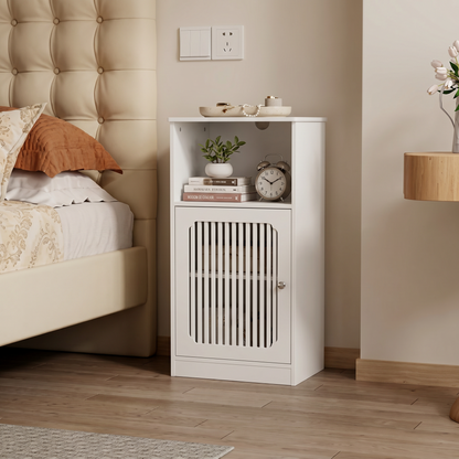 Bathroom low cabinet, louvered door floor-standing bathroom storage cabinet, multi-layer bathroom storage cabinet, white image 7