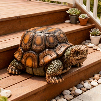18" Garden Turtle Statue Stool, Simulated Animal Resin Sculpture, Multi-Purpose Decorative Stool for Living Room, Balcony, Office, Garden, Courtyard & Lawn image 6