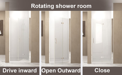 37-36 "x 72" Bifold Shower Door, 1/4"(6mm) Tempered Glass, Chrome Aluminum Frame, Explosion Proof Film image 12
