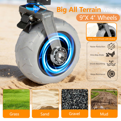 67in Extra long large Heavy Duty Utility Beach Wagons with Opened Tailgate and All-Terrain Wheels, 500lbs Capacity, Patented Ultra-Stable Frame, No Assembly Needed, Black+Gray image 5
