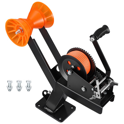 Boat Trailer Winch Stand with Roller, 3500 lbs, 20ft Orange Polyester Strap, Boat Winch Mount, for 2-3 Inches W x 3-4 Inches H Trailer Tongue, Fit for Jet Ski, Sailboat, Speedboat image 1