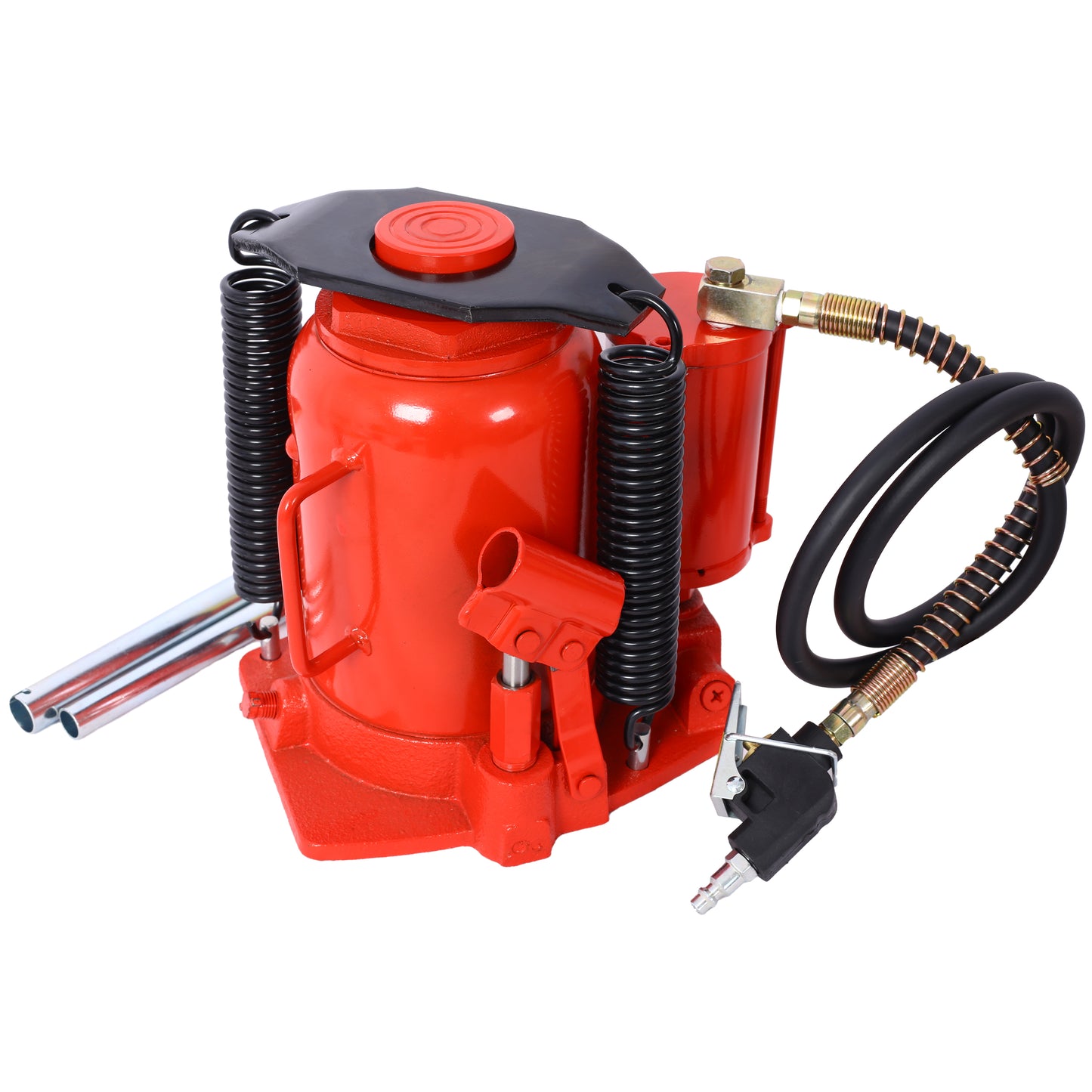 Air Hydraulic Bottle Jack, 32 Ton/70550LBS LBS All Welded Bottle Jack, 10-16.3 inch Lifting Range, Manual Handle and Air Pump, for Car, Pickup, Truck, RV, Auto Repair, Industrial Engineering,Red image 2