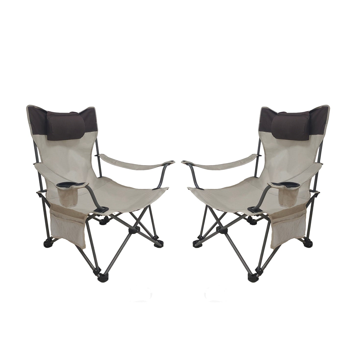 2PCS Outdoor Camping Chairs Folding/Portable/Adjustable reclining chair(Three-level adjustment), Side Pockets & Cup Holder,Carry Bag,Beige image 9