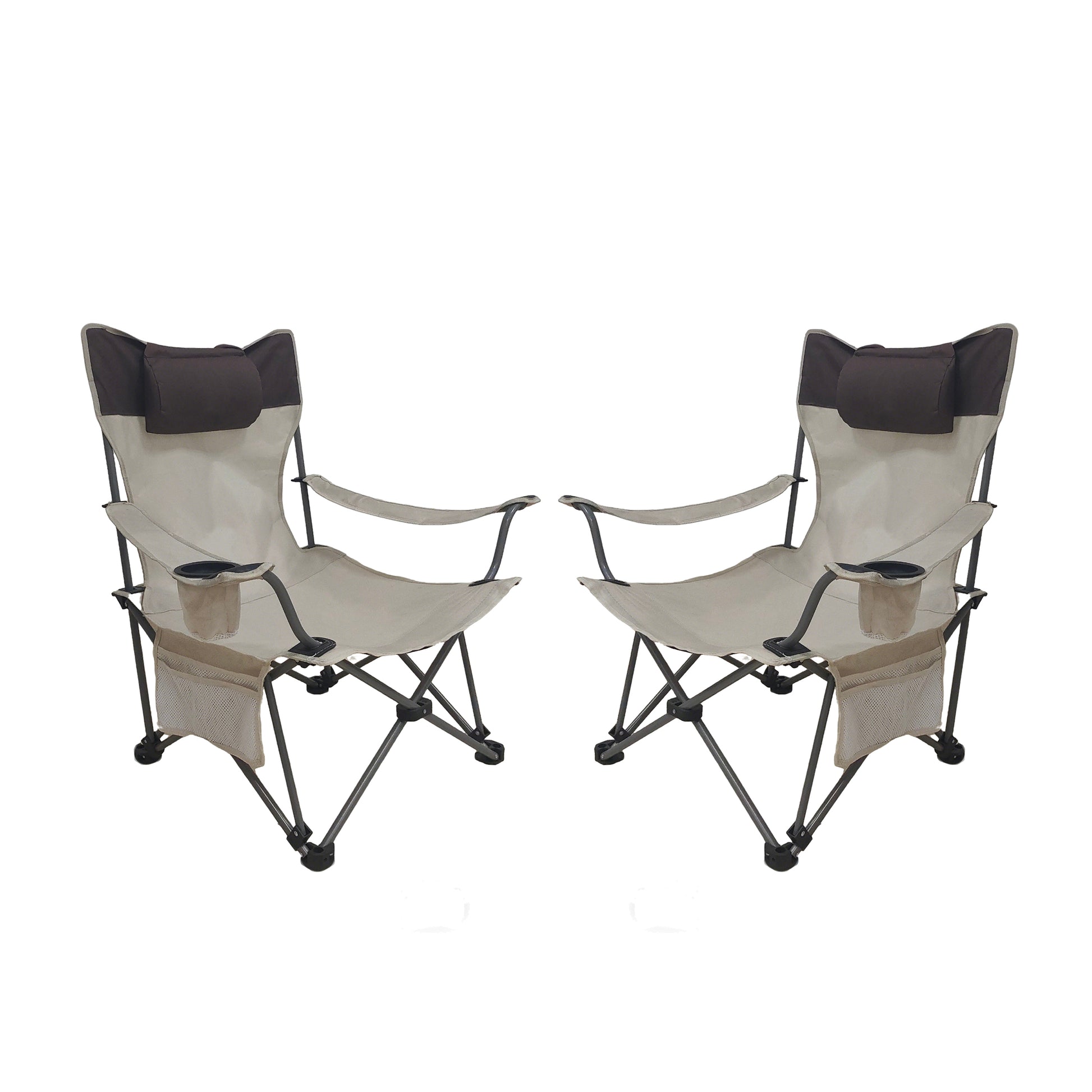 2PCS Outdoor Camping Chairs Folding/Portable/Adjustable reclining chair(Three-level adjustment), Side Pockets & Cup Holder,Carry Bag,Beige image 9