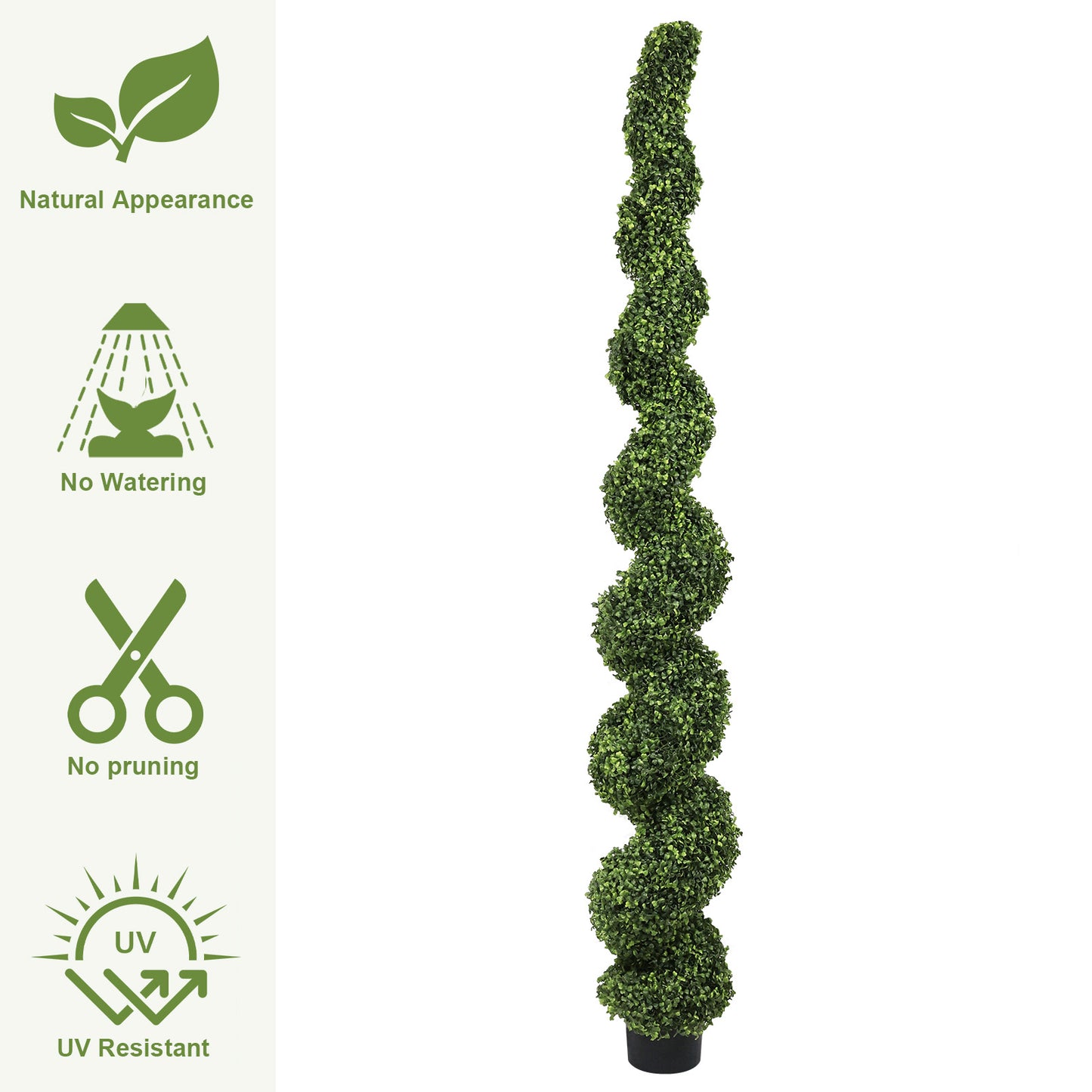 7FT Spiral Topiary Trees Artificial Outdoor Faux Boxwood Plants Large Twisted Green Potted Trees with Light Green Leaves for Garden Front Porch Patio Planter Decoration, 1pc/set image 4