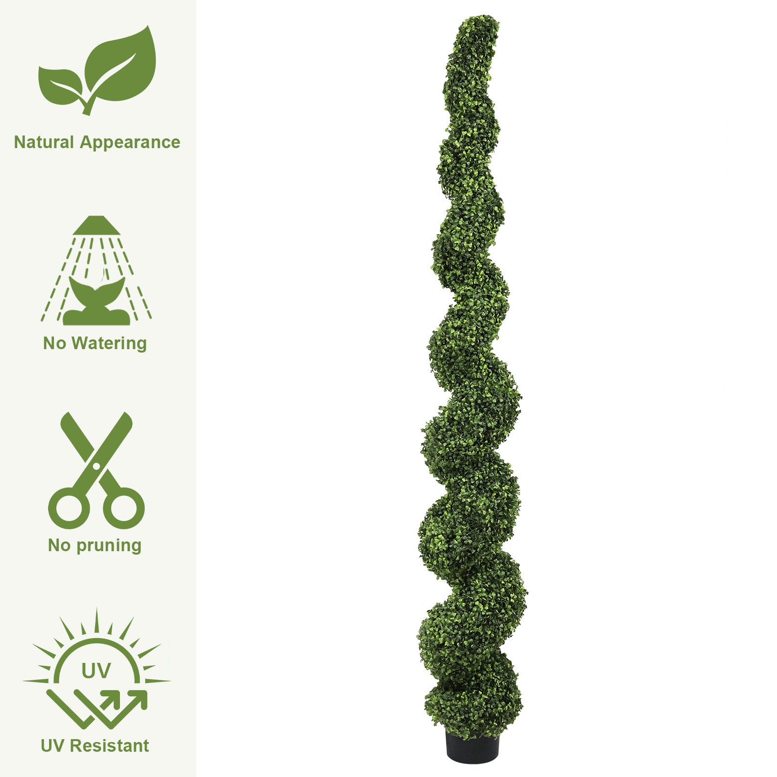 7FT Spiral Topiary Trees Artificial Outdoor Faux Boxwood Plants Large Twisted Green Potted Trees with Light Green Leaves for Garden Front Porch Patio Planter Decoration, 1pc/set image 4