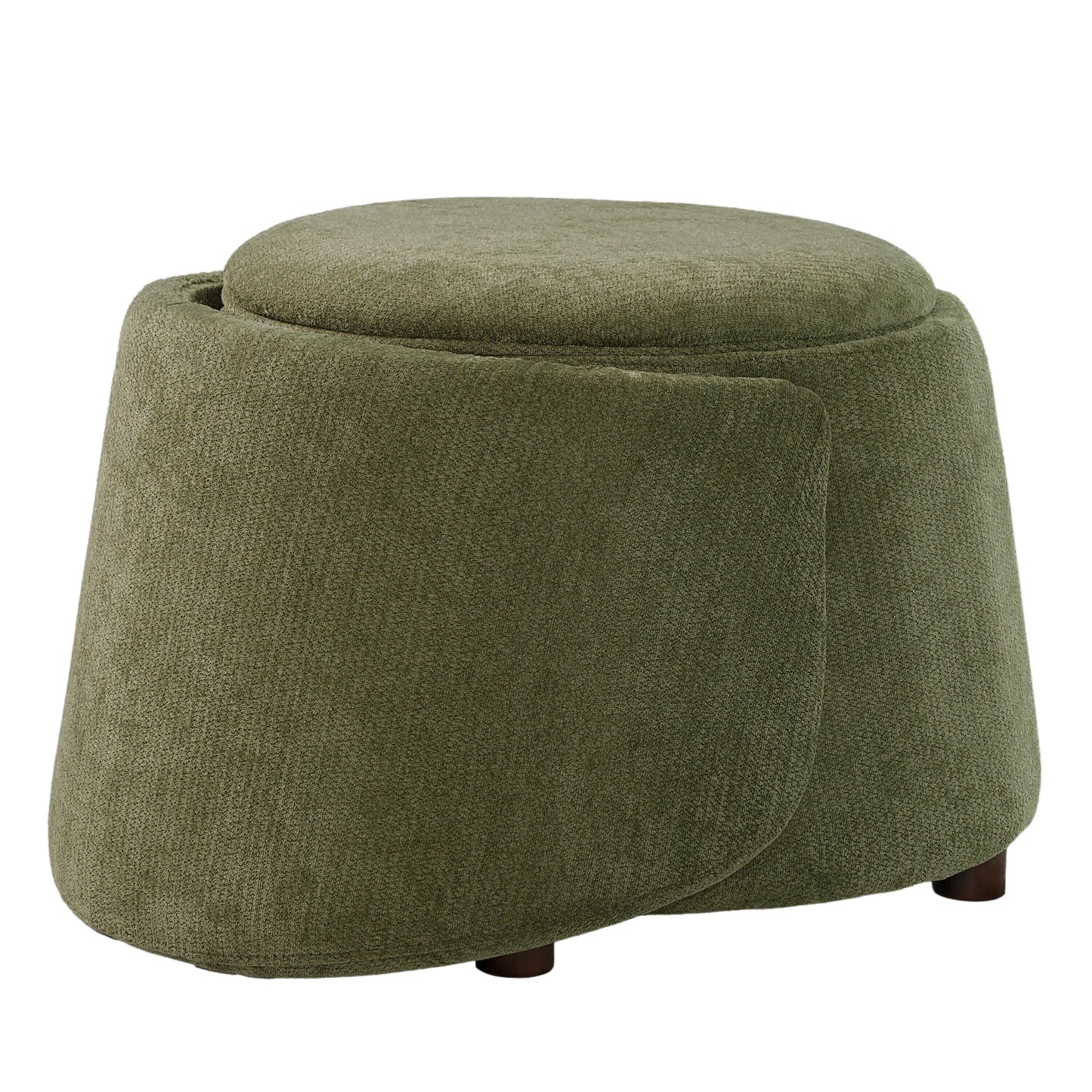 Green Pet Friendly Chair with Hidden Pet Nook, Convertible Stool, Storage Seat, 220lbs Capacity, Acacia Wood Legs image 11