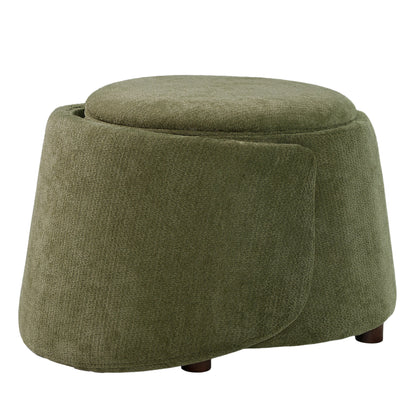 Green Pet Friendly Chair with Hidden Pet Nook, Convertible Stool, Storage Seat, 220lbs Capacity, Acacia Wood Legs image 11