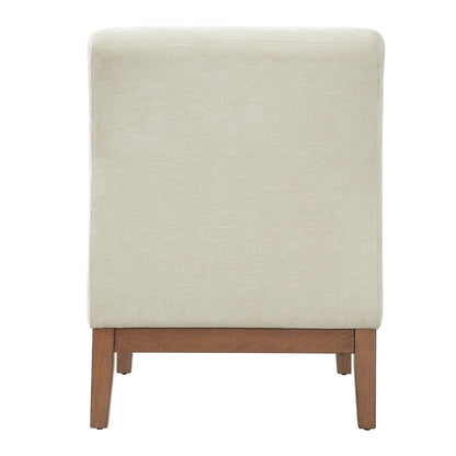 Modern Accent Chair - Beige Fabric Upholstered Accent Chair with Walnut Color Frame, 300lbs Capacity for Living Room, Bedroom & Entryway image 8