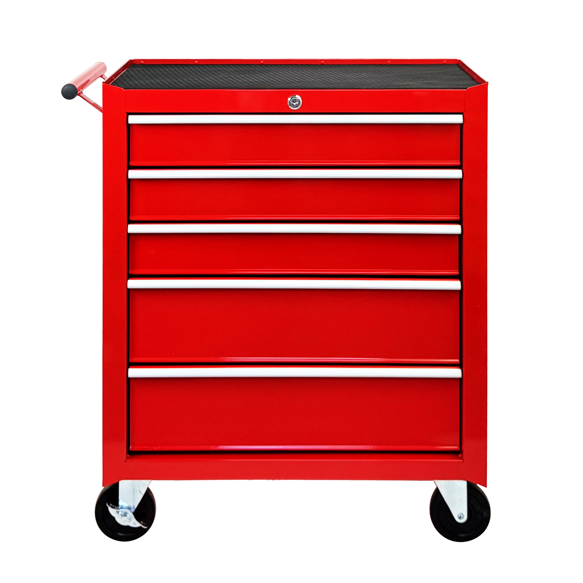 5-Drawer Rolling Tool Chest w/Lock & Key, Tool Storage Cabinet with Wheels, Top Cushion & Drawer Liners, Tool Organizer Box for Garage, Warehouse & Repair Shop-RED image 1