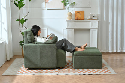 Oversized Chair w/Storage Ottoman, Wide Accent Armchair Chair for Living Room, Modern Lounge Chair, Upholstered Mid-Century Reading Chair, Comfy Living Room Chair, Deep Seat Sofa Couch(Dark Green) image 12