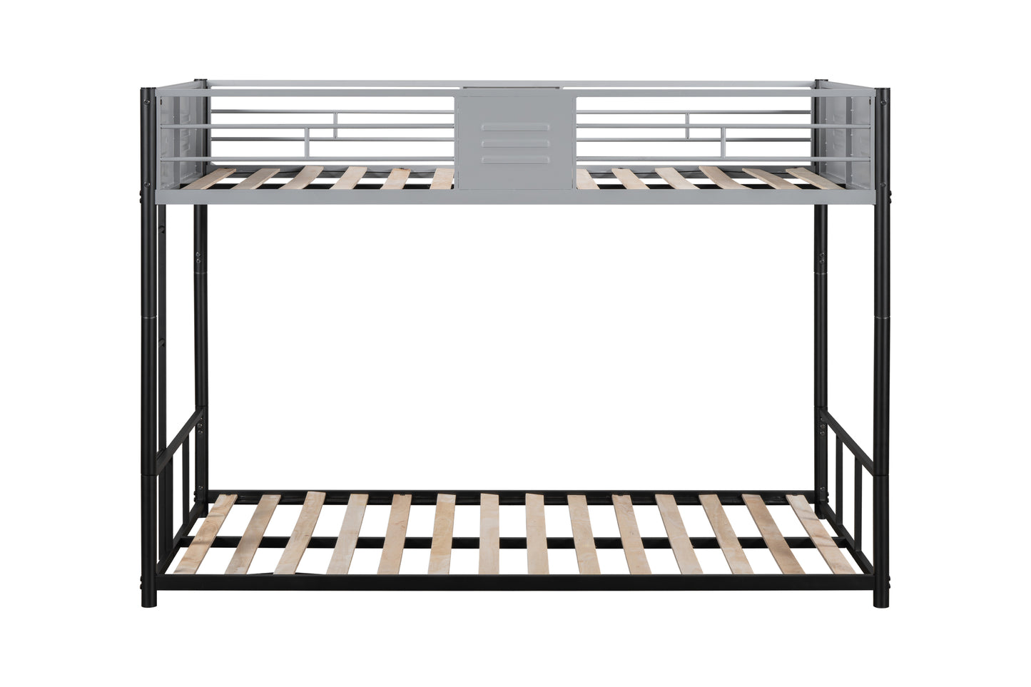 Metal Twin over Twin Bunk Bed with Vent Board/ Heavy-duty Sturdy Metal/ Noise Reduced/ Safety Guardrail/ CPC Certified image 4