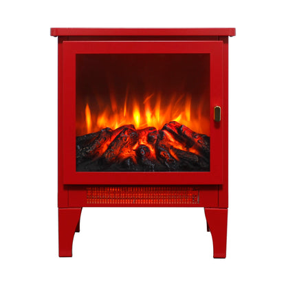 18 inch Freestanding Electric Fireplace Stove heater with 3D Flame effect,Classic Red image 3
