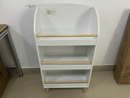 Kids Bookshelf, 3-Tier Bookcase, Book Organizer, toy Storage Cabinet Organizer, White image 2