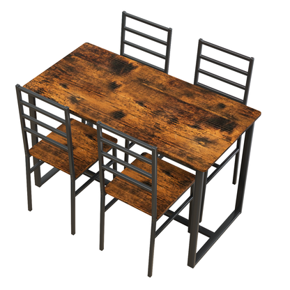 5 Piece Metal and Wood Indoor Modern Dinning Table Furniture Set for 4, Dining Table Chairs image 6