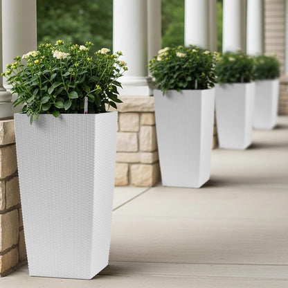 30 in Tall Large Flower Pots Planter with Self-Watering Drainage Holes&Inner Trays Indoor Outdoor Plant Pot with Drain Holes, Water Level Monitor, Inner Bucket for Garden, Patio, Porch, Backyard,White image 12