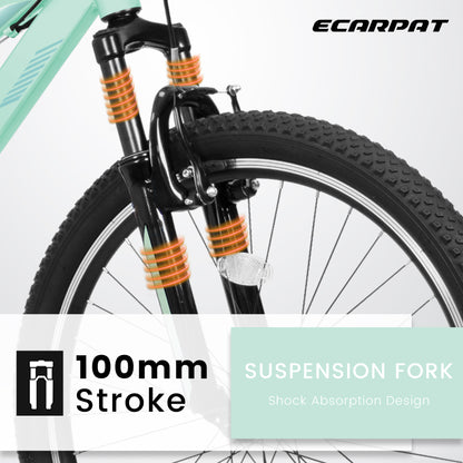 A24208D Mountain Bike 24/26 Inch, High-Density Carbon Steel Frame, 21 Speed, Front Suspension, Dual V-Brakes, 80% Pre-Assembled for Men Women Teens image 5