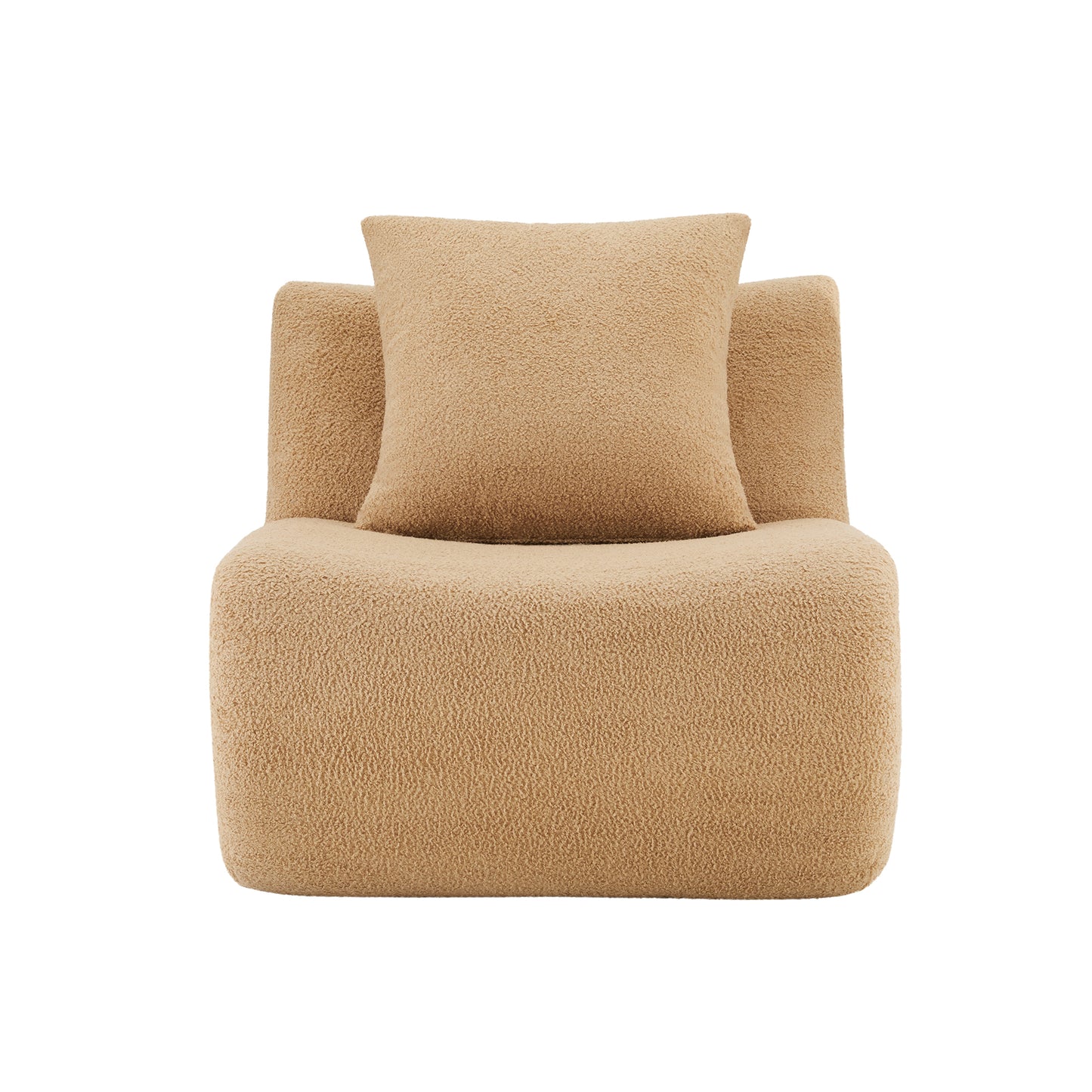 Armless Sofa W/Pillow Teddy Fabric-Camel image 2