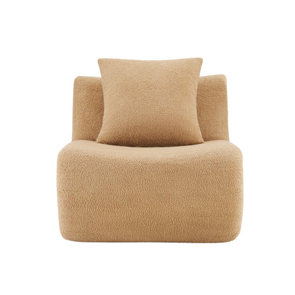 Armless Sofa W/Pillow Teddy Fabric-Camel image 2