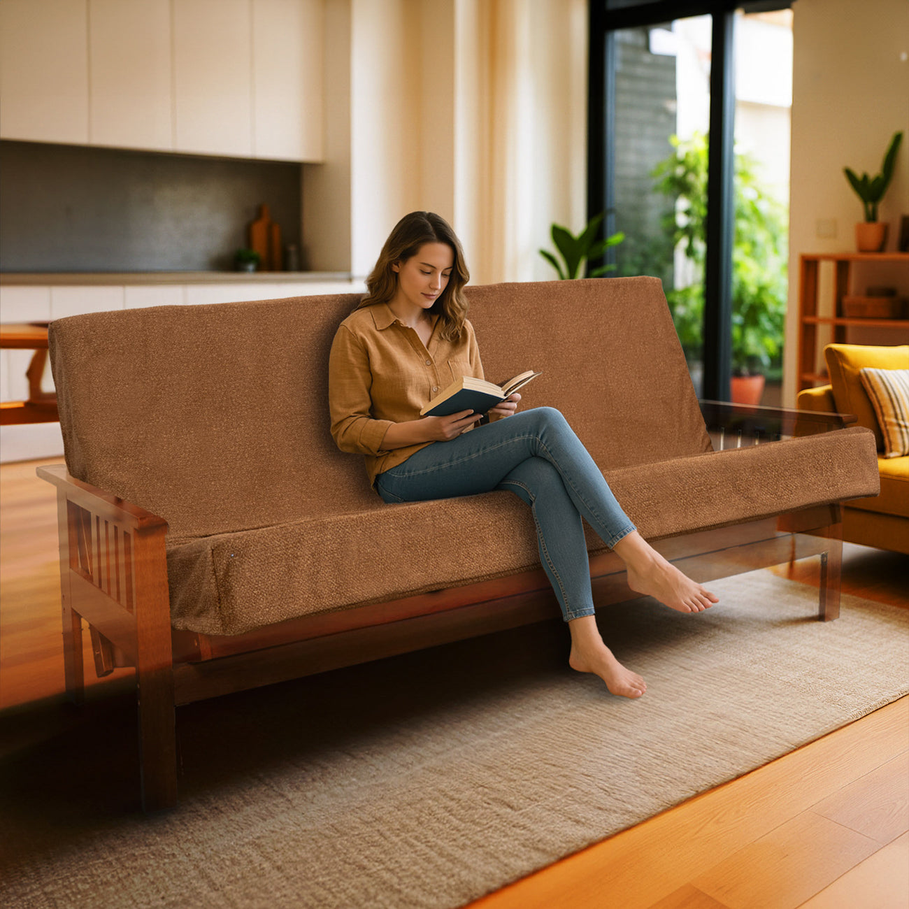 Memory Foam Infused Futon Mattress Full XL – Washable Removable Cover, Heavy-Duty Zipper, Thick Foldable Sofa Bed Cushion for Guest Room, Apartment, Dorm (Frame NOT Included) image 1