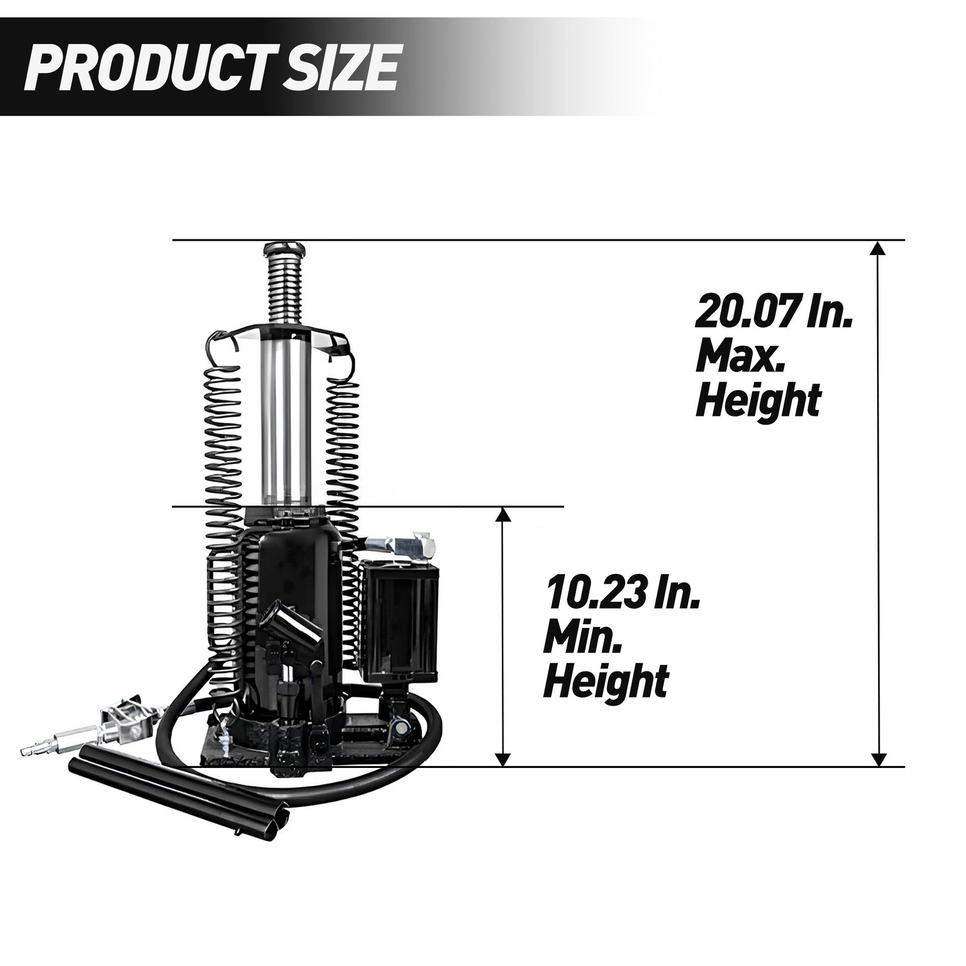 Air Hydraulic Bottle Jack, 20 Ton/40000 LBS Bottle Jack, 10.23-20.07 inch Lifting Range, Manual Handle and Air Pump, for Car, Pickup, Truck, RV, Auto Repair, Industrial Engineering image 6