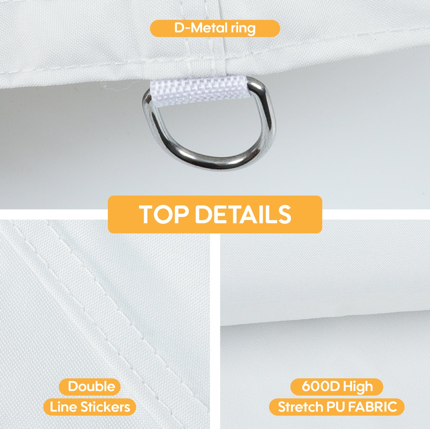 10x10 Canopy Replacement Top for Pop Up Canopy Tent and 4PC Pack Canopy Weight Bag(only cover and 4pcs sandbag not include frame) White image 5