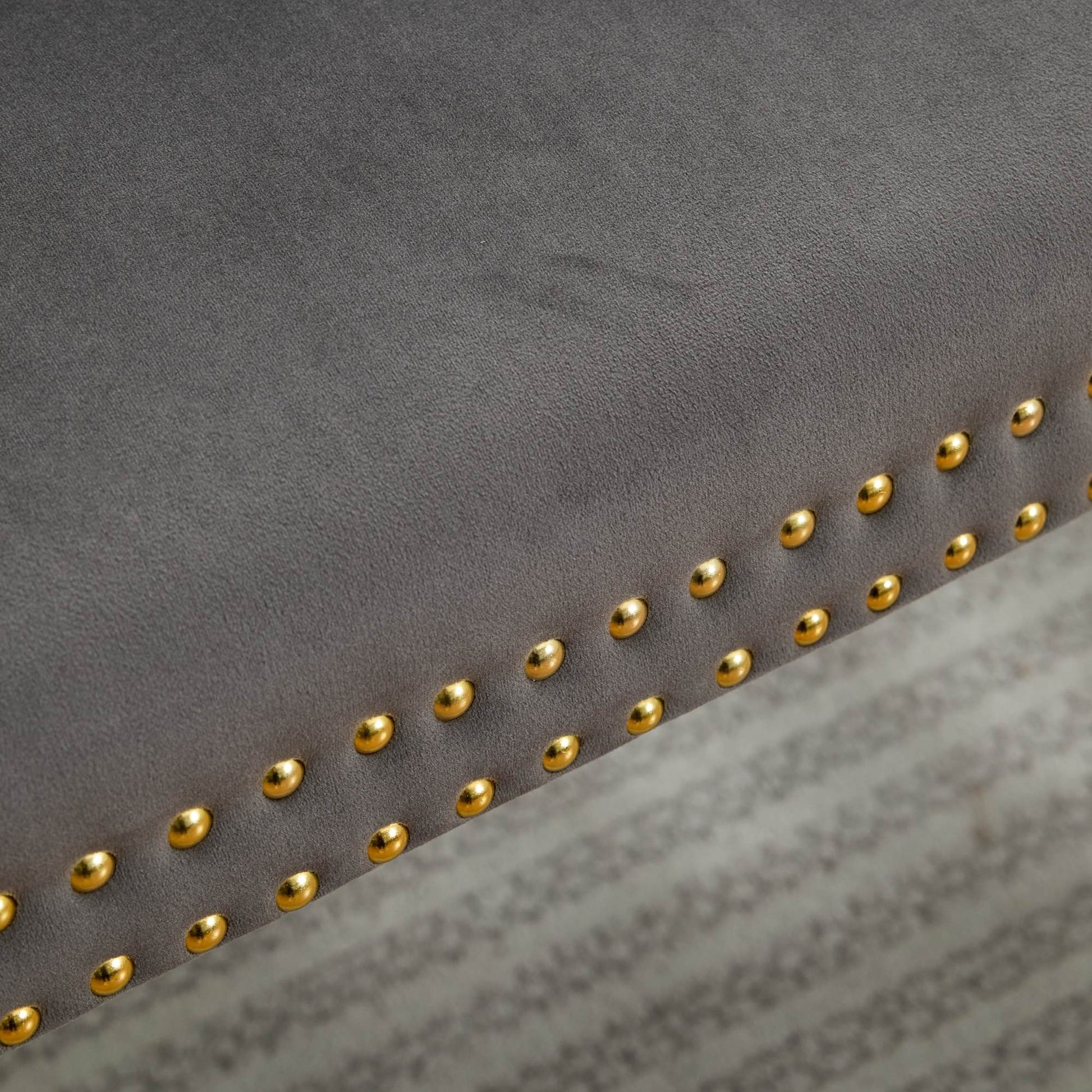 Velvet Double Dining Loveseat Bench, Kitchen & Dining Seating, 2-Seat Tufted Bench w/Handmade Buttons, Wing Back, Gold-Plated Steel Legs, Mid Century Modern,Single Pack,Gray,SW1602GY image 11