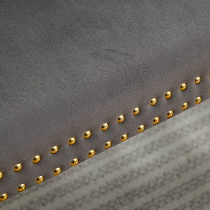 Velvet Double Dining Loveseat Bench, Kitchen & Dining Seating, 2-Seat Tufted Bench w/Handmade Buttons, Wing Back, Gold-Plated Steel Legs, Mid Century Modern,Single Pack,Gray,SW1602GY image 11