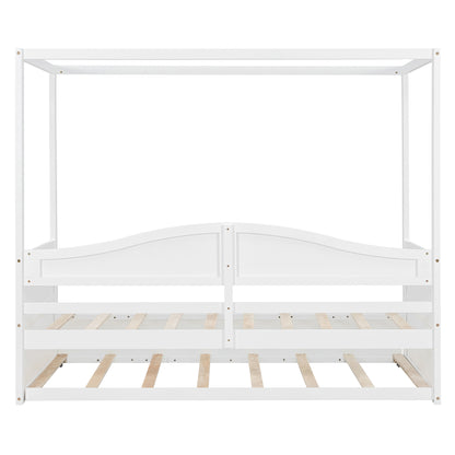 Twin Size Canopy Day Bed with twin size Trundle, White(Old SKU:N708P373423K) image 11