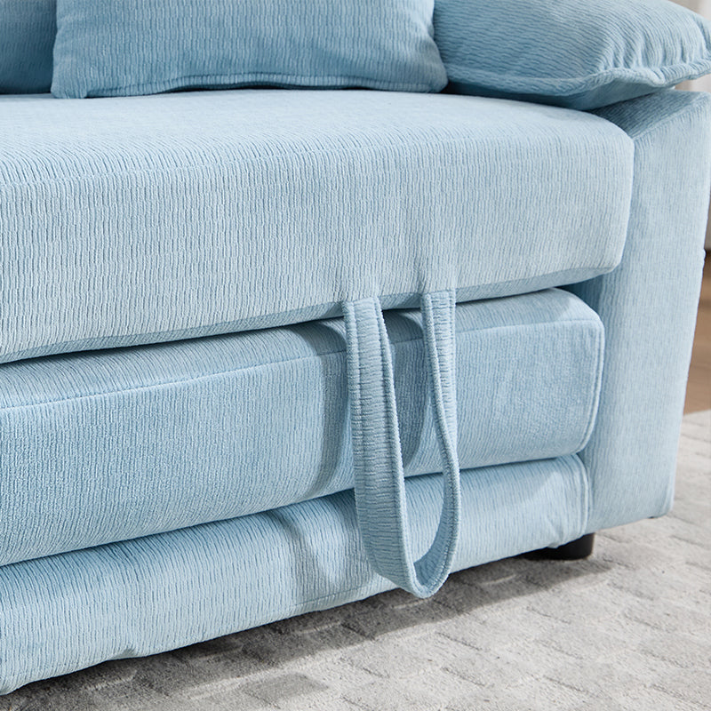 58 inch 3-in-1 Upholstered Futon Sofa Convertible Floor Sofa bed,Foldable Tufted Loveseat with Pull Out Sleeper Couch Bed,Folding Mattres Love Seat Daybed W/Side Pockets for Living Room Blue image 7