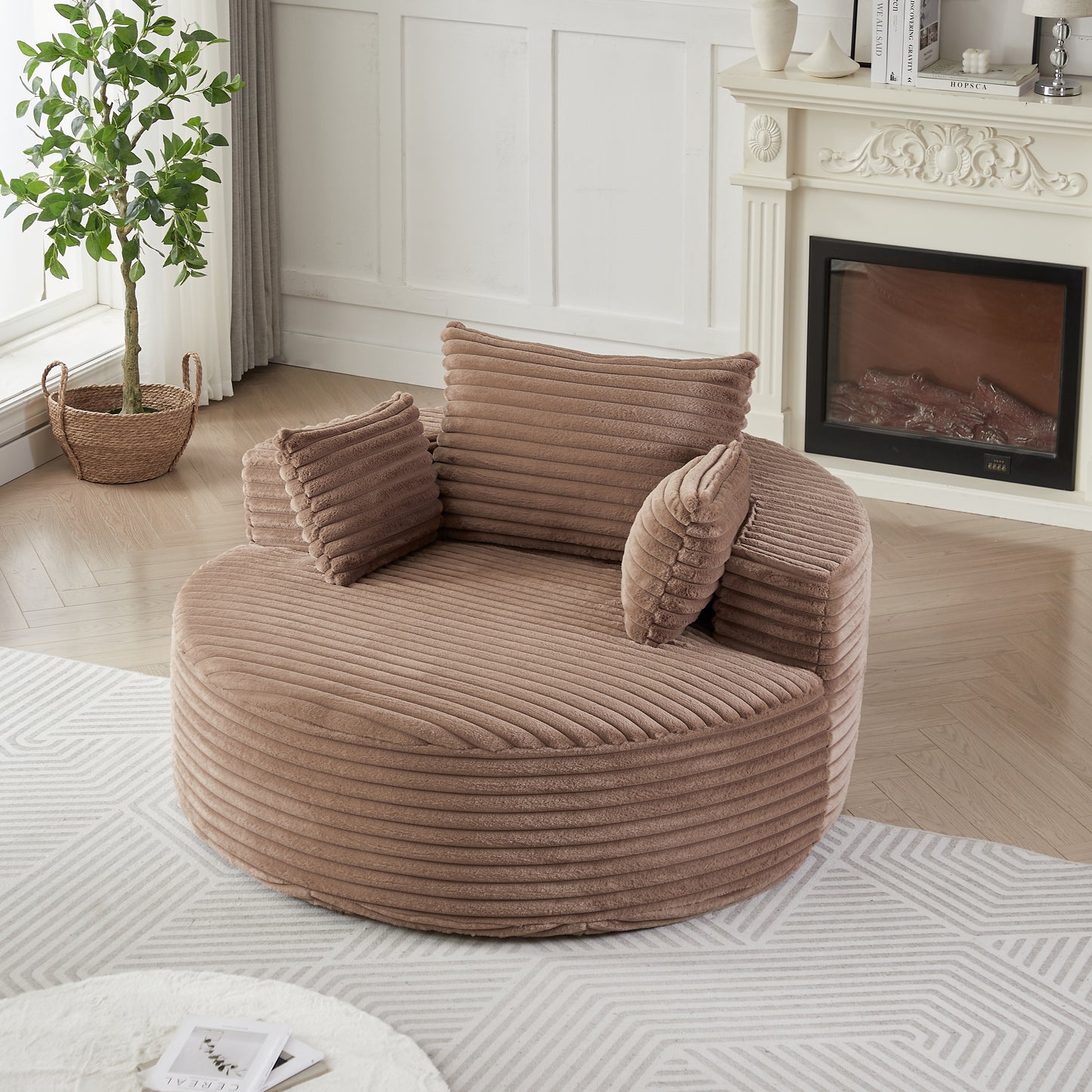55'L Corduroy Sponge single sofa,No Assembly Required,Fluffy Modern Sleeper Chair for Living room, Bedroom, Lounge and Projection Room(Not a swivel chair.) image 8