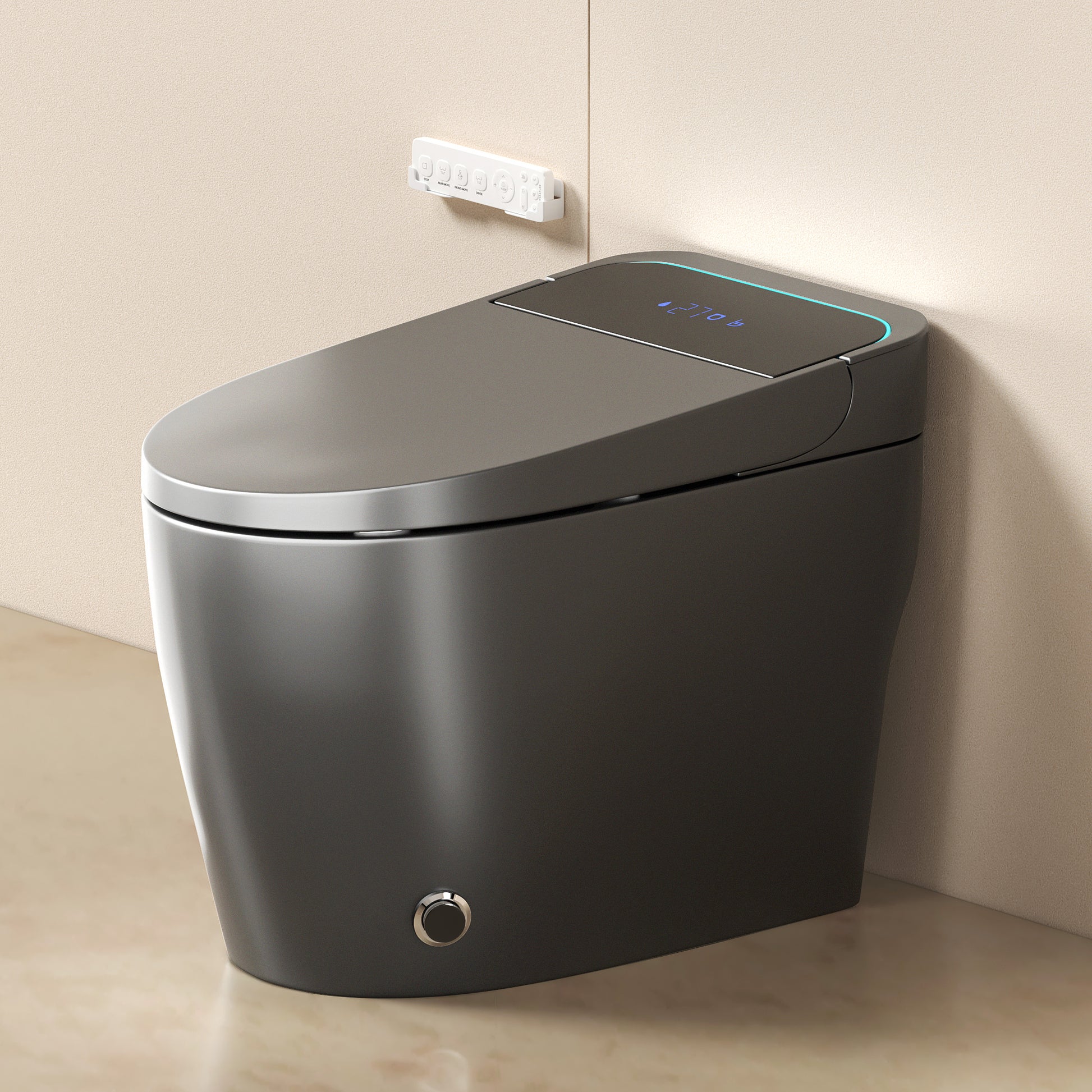 Unique Smart Toile, One Piece Toilet with Bidet Built In,Intelligent Toilet Auto Open/Close Seat. Bidet toilet with Dryer and Warm Water.Gray image 3