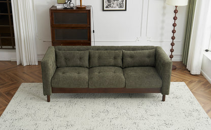 78" Upholstered Sofa Modern 3-seater Sofa Couch with Tufted Design for Living Room,Dark Green image 3